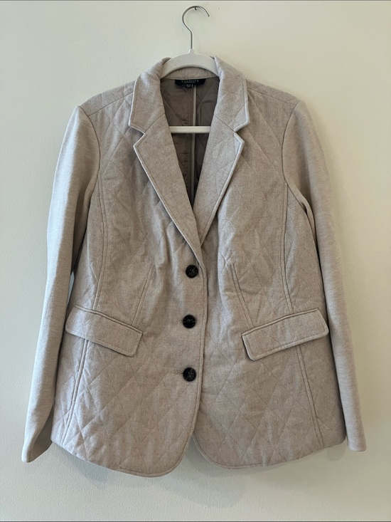 Talbots Jackets & Blazers - Talbots Beige Quilted Wool-Blend Riding Jacket w/ Knit Sleeves Sz 18WP- EUC